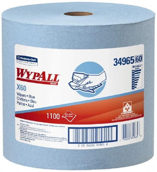 WypAll - X60 Dry Shop Towel/Industrial Wipes - Jumbo Roll, 13-3/8" x 12-1/2" Sheet Size, Blue - Caliber Tooling