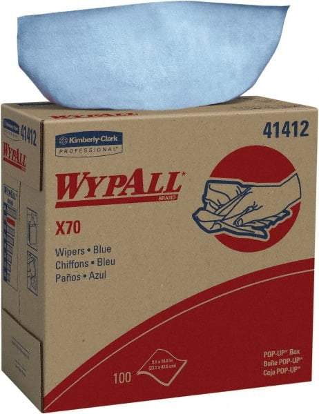 WypAll - X70 Reusable Shop Towel/Industrial Wipes - Pop-Up, 16-3/4" x 9" Sheet Size, Blue - Caliber Tooling