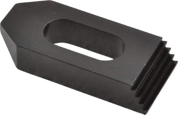 Jergens - 1/2" Stud, Low Carbon Steel, Plain Strap Clamp - 1/2" Travel, 2-1/2" OAL x 1-1/8" Wide x 1/2" High, Black Oxide Finish, Tapered Nose - Caliber Tooling