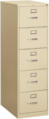 Hon - 18-1/4" Wide x 60" High x 26-1/2" Deep, 5 Drawer Vertical File - Steel, Putty - Caliber Tooling