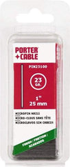 Porter-Cable - 23 Gauge 1" Long Pin Nails for Power Nailers - Steel, Galvanized Finish, Straight Stick Collation, Chisel Point - Caliber Tooling