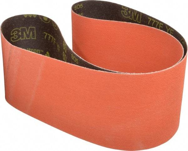 3M - 6" Wide x 60" OAL, 60 Grit, Ceramic Abrasive Belt - Ceramic, Medium, Coated, YF Weighted Cloth Backing, Wet/Dry, Series 777F - Caliber Tooling