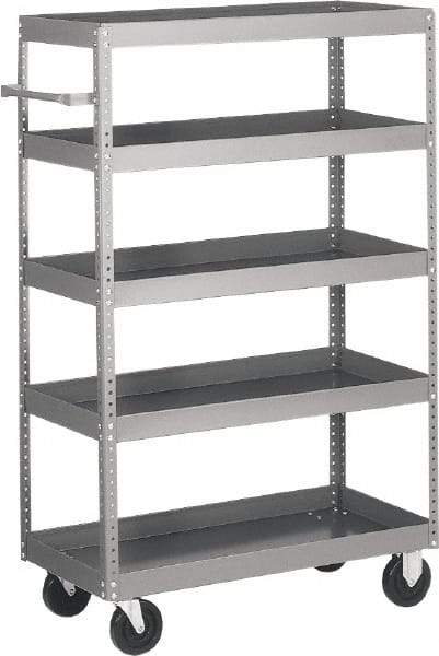 Quantum Storage - 1,000 Lb Capacity, 36" Wide x 18" Long x 57" High Shelf Cart - 5 Shelf, Steel - Caliber Tooling