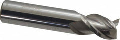 Accupro - 1/2", 5/8" LOC, 1/2" Shank Diam, 2-1/2" OAL, 3 Flute, Solid Carbide Square End Mill - Single End, Uncoated, Spiral Flute, 40° Helix, Centercutting, Right Hand Cut, Right Hand Flute - Caliber Tooling