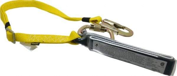 Gemtor - 6' Long, 350 Lb Capacity, 1 Leg Locking Snap Hook Harness Shock Absorbing Lanyard - Polyester Webbing, Carabiner Anchorage Connection - Caliber Tooling