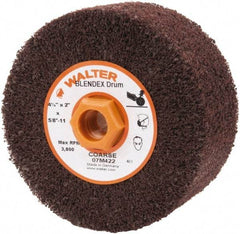 WALTER Surface Technologies - 4-1/2" Diam Aluminum Oxide Unmounted Flap Wheel - 5/8" Hole, 5/8-11 Thread, 2" Wide, Nonwoven, Coarse Grade, 3,800 Max RPM - Caliber Tooling