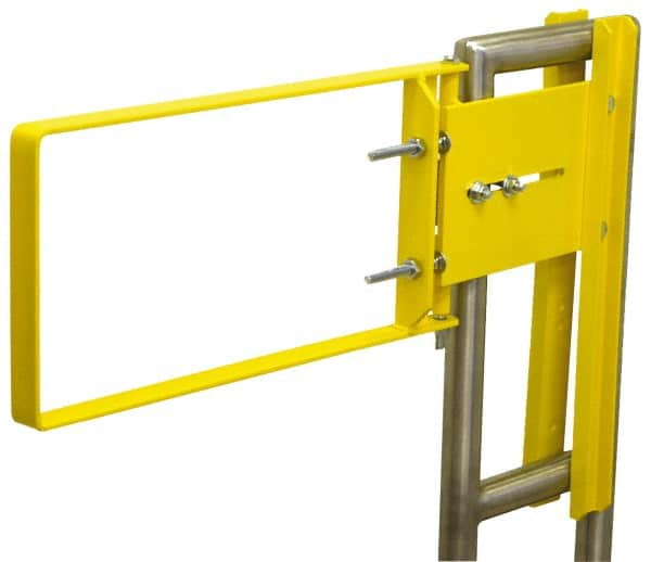 FabEnCo - Powder Coated Carbon Steel Self Closing Rail Safety Gate - Fits 25 to 27-1/2" Clear Opening, 27-1/2" Wide x 12" Door Height, 36 Lb, Yellow - Caliber Tooling