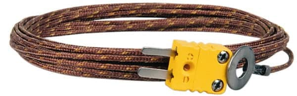 Thermo Electric - 0 to 900°F, K Surface, Thermocouple Probe - 25 Ft. Cable Length, Mini Connector, 15 Sec Response Time - Caliber Tooling