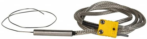 Thermo Electric - 0 to 2012°F, K Flexible, Thermocouple Probe - 3 Ft. Cable Length, Mini Connector, 12 Inch Probe Sheath Length, 4 Sec Response Time - Caliber Tooling