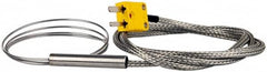 Thermo Electric - 0 to 2012°F, K Flexible, Thermocouple Probe - 3 Ft. Cable Length, Mini Connector, 25 Inch Probe Sheath Length, 4 Sec Response Time - Caliber Tooling