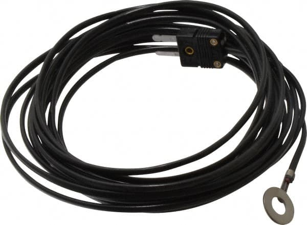 Thermo Electric - 0 to 221°F, J Surface, Thermocouple Probe - 25 Ft. Cable Length, Mini Connector, 15 Sec Response Time - Caliber Tooling