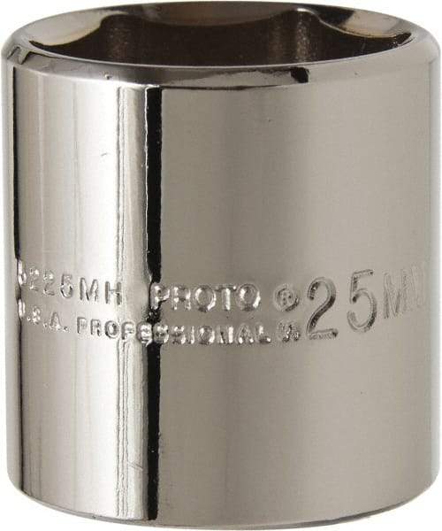 Proto - 3/8" Drive, Standard Hand Socket - 6 Points, 1-3/8" OAL, Chrome Vanadium, Chrome Finish - Caliber Tooling