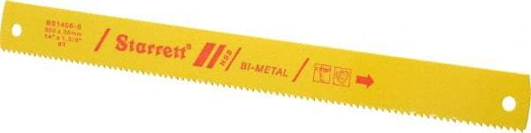 Starrett - 14" Long, 6 Teeth per Inch, Bi-Metal Power Hacksaw Blade - Toothed Edge, 1-3/8" Wide x 0.062" Thick - Caliber Tooling