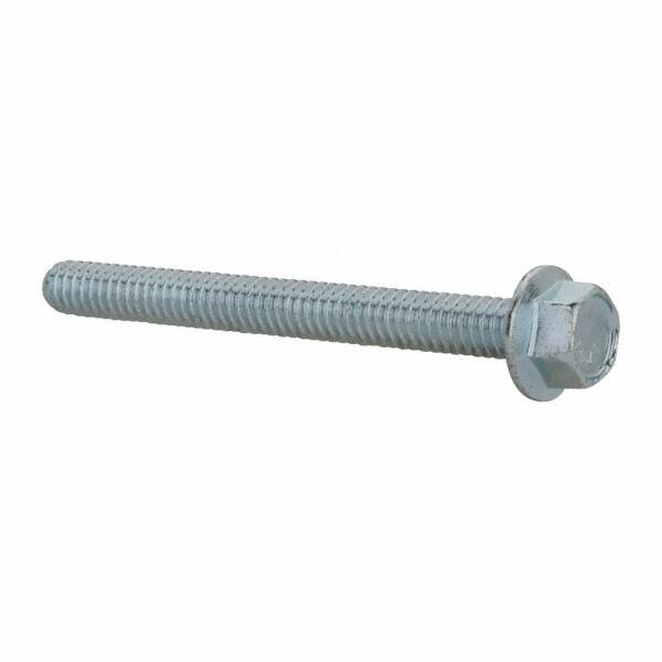 Value Collection - 1/4-20 UNC, 2-1/2" Length Under Head, Hex Drive Flange Bolt - 2-1/2" Thread Length, Grade 5 Steel, Serrated Flange, Zinc-Plated Finish - Caliber Tooling