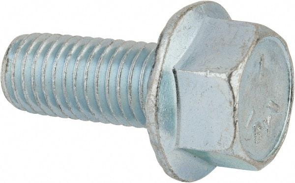 Value Collection - 5/8-11 UNC, 1-1/2" Length Under Head, Hex Drive Flange Bolt - 1-1/2" Thread Length, Grade 5 Steel, Serrated Flange, Zinc-Plated Finish - Caliber Tooling