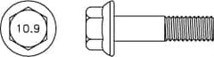 Value Collection - M16x2.00 Metric Coarse, 110mm Length Under Head, Hex Drive Flange Bolt - 50mm Thread Length, Grade 10.9 Alloy Steel, Smooth Flange, Phosphate & Oil Finish - Caliber Tooling