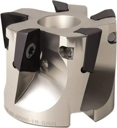 Seco - 6 Inserts, 80mm Cut Diam, 27mm Arbor Diam, 17mm Max Depth of Cut, Indexable Square-Shoulder Face Mill - 90° Lead Angle, 50mm High, XO.. 1806 Insert Compatibility, Through Coolant, Series Power Turbo - Caliber Tooling