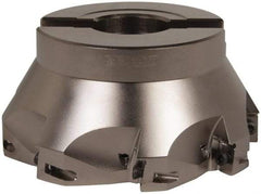 Seco - 8 Inserts, 5" Cut Diam, 1" Arbor Diam, 0.669" Max Depth of Cut, Indexable Square-Shoulder Face Mill - 0/90° Lead Angle, 2.48" High, XO.X 1806.. Insert Compatibility, Through Coolant, Series Power Turbo - Caliber Tooling