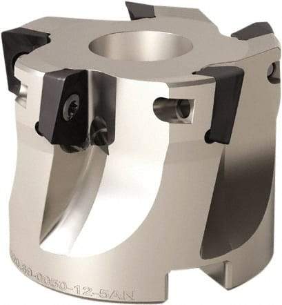 Seco - 7 Inserts, 80mm Cut Diam, 27mm Arbor Diam, 11mm Max Depth of Cut, Indexable Square-Shoulder Face Mill - 90° Lead Angle, 50mm High, XO.. 1204 Insert Compatibility, Through Coolant, Series Super Turbo - Caliber Tooling