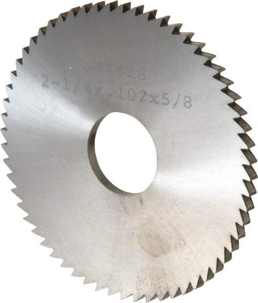 Made in USA - 2-1/4" Diam x 0.102" Blade Thickness x 5/8" Arbor Hole Diam, 60 Tooth Slitting and Slotting Saw - Arbor Connection, Solid Carbide, Concave Ground - Caliber Tooling