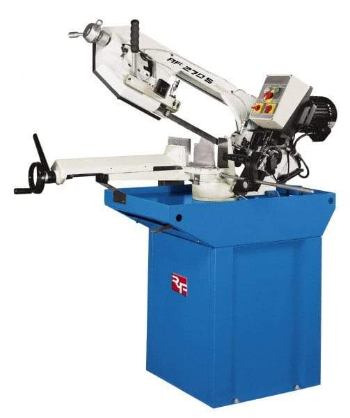 Enco - 9-3/8 x 6-1/4" Max Capacity, Manual Geared Head Horizontal Bandsaw - 138 & 276 SFPM Blade Speed, 220 Volts, 45 & 60°, 1.5 hp, 3 Phase - Caliber Tooling