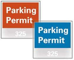 NMC - Parking Permit (001-100), 3 Inch Wide x 3 Inch High, Vinyl Traffic Sign - Blue, Square - Caliber Tooling