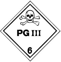 NMC - Safety & Facility Label - Legend: PG III, English, Black & White, 4" Long x 4" High, Sign Muscle Finish - Caliber Tooling