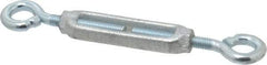 Made in USA - 144 Lb Load Limit, 3/8" Thread Diam, 2-7/8" Take Up, Malleable Iron Eye & Eye Turnbuckle - 3-7/8" Body Length, 1/4" Neck Length, 7-1/2" Closed Length - Caliber Tooling