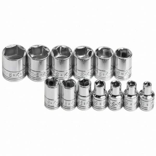 SK - 1/4" Drive Standard Socket Set - 4 to 15mm, Metric Measurement Standard - Caliber Tooling