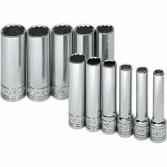 SK - 1/4" Drive Deep Socket Set - 5 to 14mm, Metric Measurement Standard - Caliber Tooling