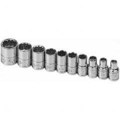 SK - 1/4" Drive Standard Socket Set - 3/16 to 9/16", Inch Measurement Standard - Caliber Tooling