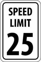 NMC - "Speed Limit 25", 18" Wide x 24" High, Aluminum Speed Limit Signs - 0.08" Thick, Black on White, Engineer Grade Reflectivity, Rectangle, Post Mount - Caliber Tooling