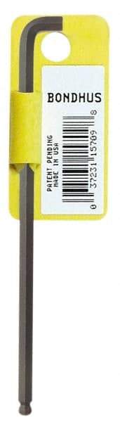 Bondhus - 5/16" Hex, Short Arm, Ball End Hex Key - 6-5/16" OAL, Protanium High Torque Steel, Inch System of Measurement - Caliber Tooling