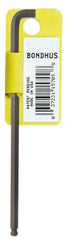 Bondhus - 5/16" Hex, Short Arm, Ball End Hex Key - 6-5/16" OAL, Protanium High Torque Steel, Inch System of Measurement - Caliber Tooling