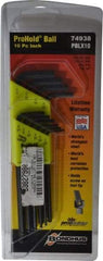 Bondhus - 10 Piece L-Key Ball End Hex Key Set - Hex Range 1/16 to 1/4" - Caliber Tooling