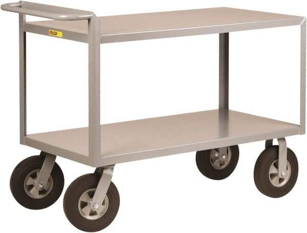 Little Giant - 1,500 Lb Capacity, 2 Shelf, Steel Shelf Truck - 36" Long x 24" Wide x 38-1/2" High, 10" Diam Solid Rubber Wheels - Caliber Tooling