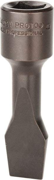 Proto - 1/2" Drive, 5/8" Wide x 0.11" Thick Blade, Standard Slotted Screwdriver Socket - 3-5/32" OAL - Caliber Tooling