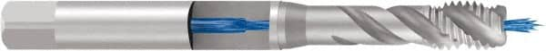 Emuge - M12x1.50 Metric Fine 5 Flute 6H Bottoming Spiral Flute Tap - Cobalt, TiN Finish, 100mm OAL, Right Hand Flute, Right Hand Thread, Series Enorm - Exact Industrial Supply