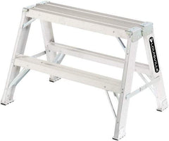 Louisville - 3 Steps, 3' High, Type IA Rating, Aluminum Sawhorse Ladder - 300 Lb Capacity, 34-3/4" Base Width - Caliber Tooling