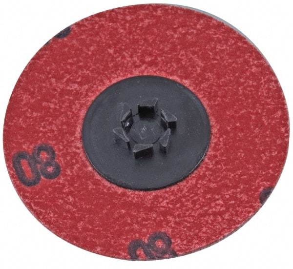 Standard Abrasives - 1-1/2" Disc Diam, 60 Grit, Aluminum Oxide Quick Change Disc - Type P Attaching System, Coated, Red, Medium Grade, 25,000 RPM - Caliber Tooling