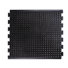 Anti-Fatigue Mat:  31.0000″ Length,  36.0000″ Wide,  1/2″ Thick,  Natural Rubber,  Beveled Edge,  Medium Duty Raised Diamond,  Black,  Dry