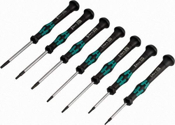 Wera - 7 Piece T5 to T15 Micro Handle Torx Driver Set - T5, T6, T7, T8, T9, T10, T15 - Caliber Tooling