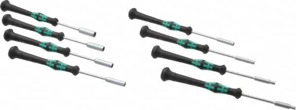 Wera - 8 Piece 2.5 to 6mm Electronic Nutdriver Set - Solid Shaft, Ergonomic Handle - Caliber Tooling