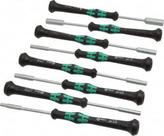 Wera - 8 Piece 3/32 to 1/4" Electronic Nutdriver Set - Solid Shaft, Ergonomic Handle - Caliber Tooling