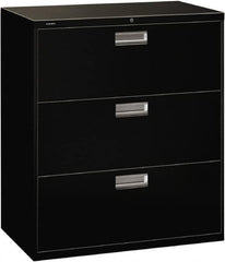 Hon - 36" Wide x 40-7/8" High x 19-1/4" Deep, 3 Drawer Lateral File with Lock - Steel, Black - Caliber Tooling