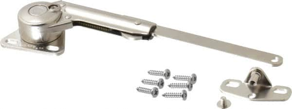 Sugatsune - 8-1/2" OAL x 7/8" Wide, 60 Lb/Inch Capacity, Adjustable Soft Down Stay - Left Side, 5mm Mounting Hole Diam, 100° Max Opening, Nickel Plated Steel & Zinc Alloy - Caliber Tooling