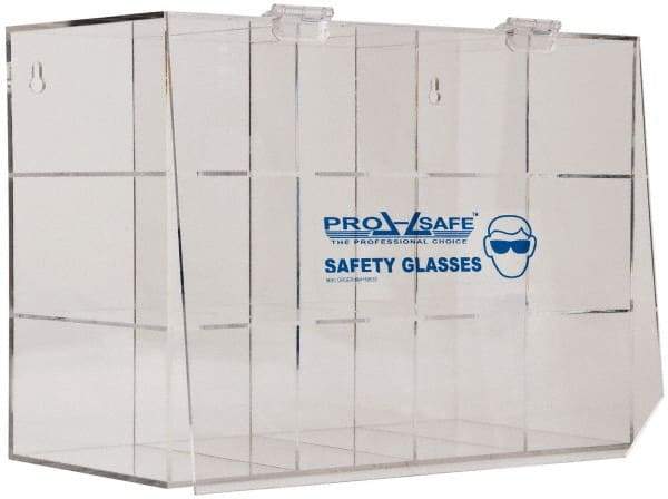 PRO-SAFE - 12 Pair Cabinet with Individual Compartments, Acrylic Safety Goggles Dispenser - 17 Inch Wide x 11-7/8 Inch High x 7-5/8 Inch Deep, Table and Wall Mount - Caliber Tooling