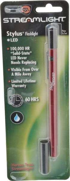 Streamlight - White LED Bulb, Mini Flashlight - Red Aluminum Body, 3 AAAA Alkaline Batteries Included - Caliber Tooling