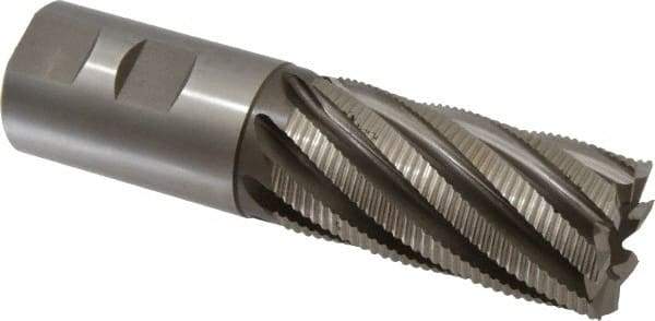 Hertel - 2" Diam, Fine Pitch, 4" LOC, 8 Flute Cobalt Roughing Square End Mill - Uncoated, 7-3/4" OAL, 2" Shank Diam, Single End, 30° Helix - Caliber Tooling