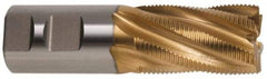 Hertel - 2" Diam, Fine Pitch, 4" LOC, 8 Flute Cobalt Roughing Square End Mill - TiN Finish, 7-3/4" OAL, 2" Shank Diam, Single End, 30° Helix - Caliber Tooling